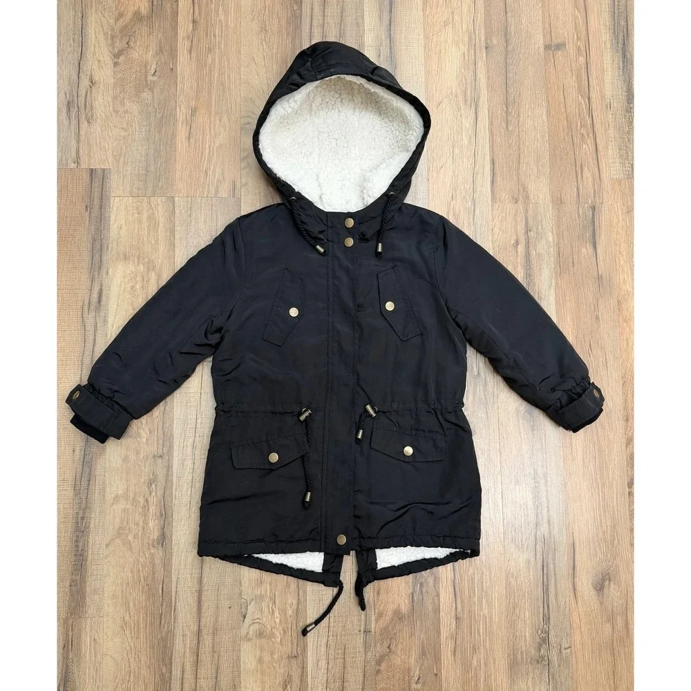 Copper Key Girls Black Hooded Parka Sherpa Lined Winter Coat Size‎ 6/6X